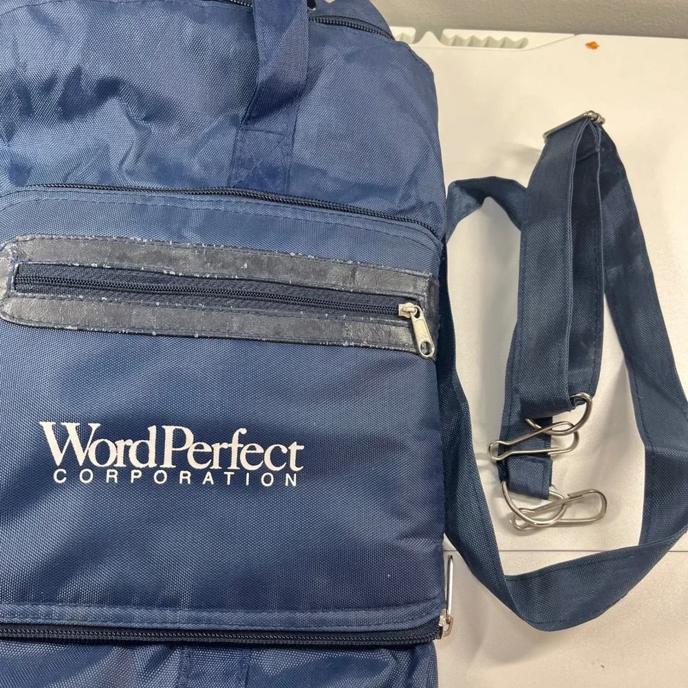 WordPerfect Corporation Laptop Case Navy Blue Vintage Tech Messenger Bag